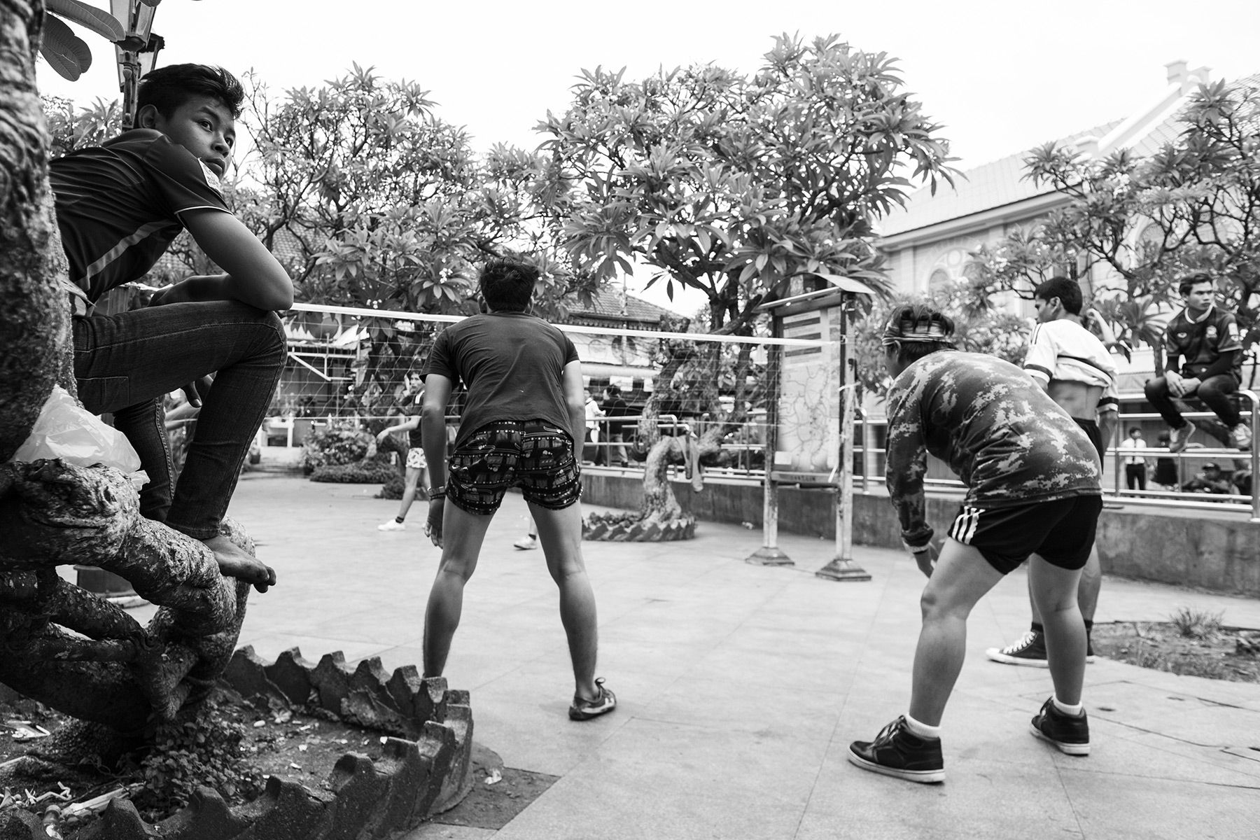 Thailand, Bangkok, Takraw, schwarzweiss